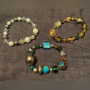 Beaded Stretch Bracelet Set - Turquoise, White & Mixed Colors
